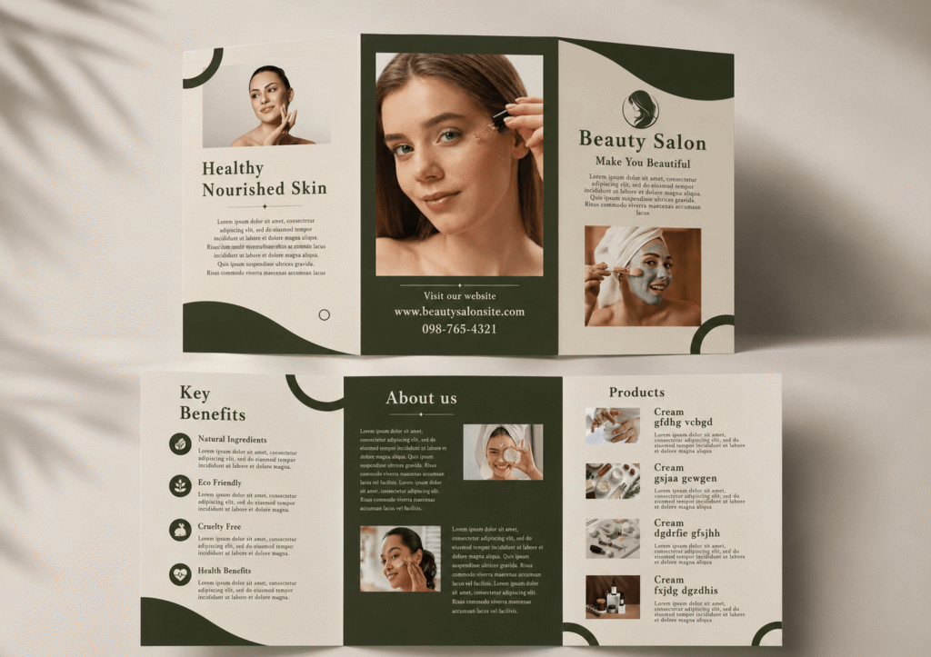 Professional brochure mockup showcasing modern print design and brand identity.