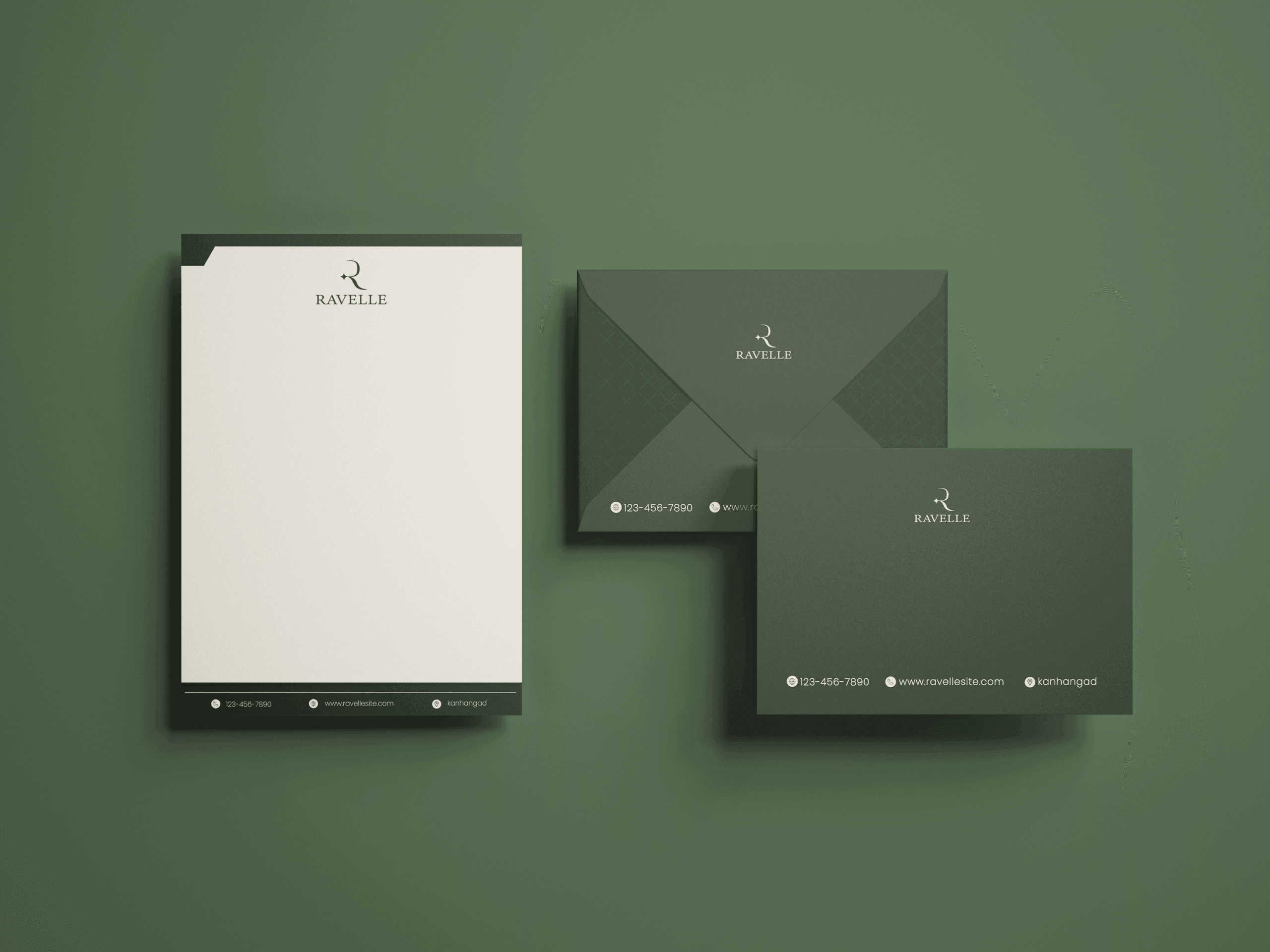 Professional envelope and letterhead mockup showcasing corporate branding and stationery design.