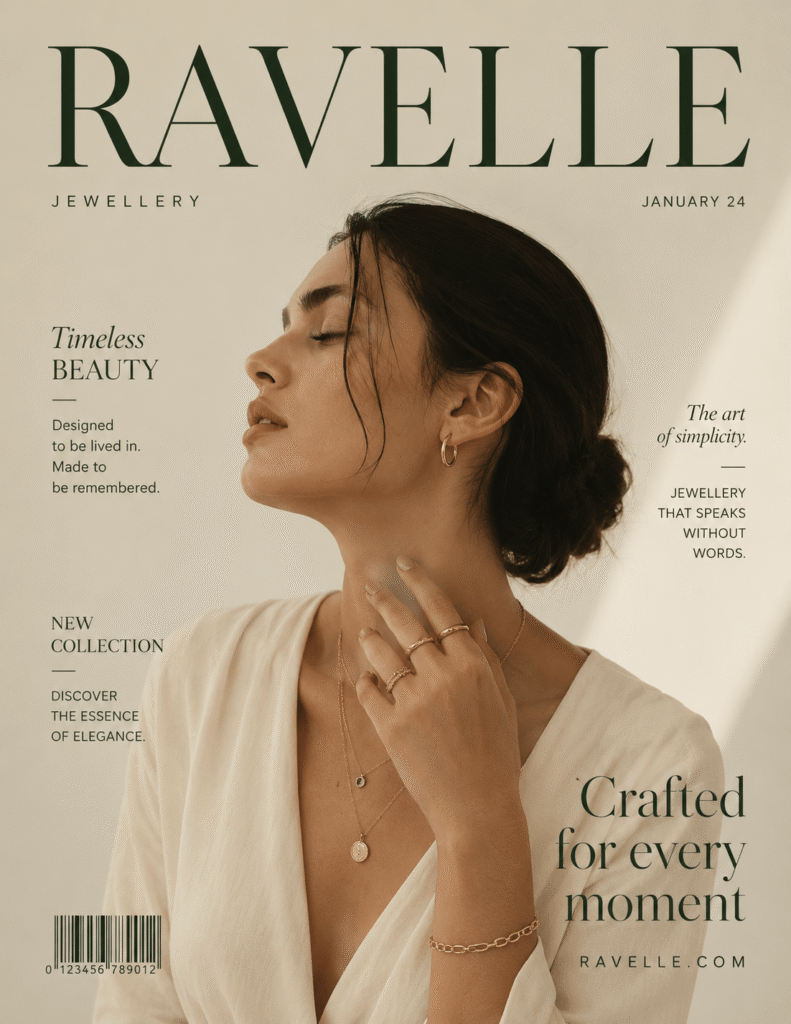 Luxury jewellery magazine cover design showcasing premium branding and editorial layout.